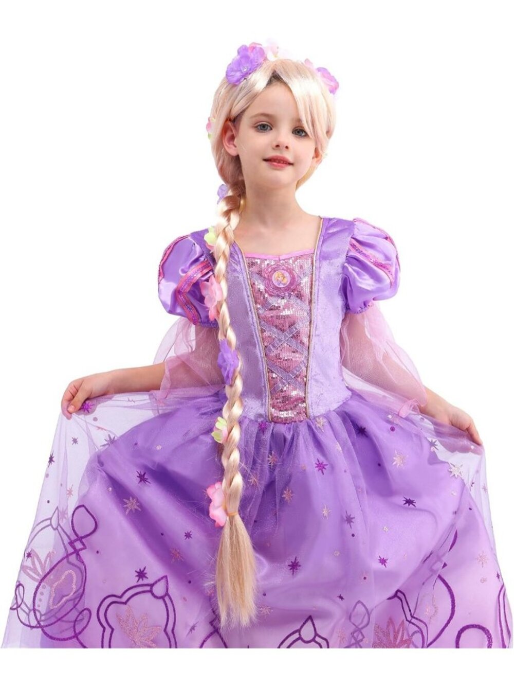 Purple Princess Dress Costume for Girls - Rapunzel-Inspired Dress Up Outfit